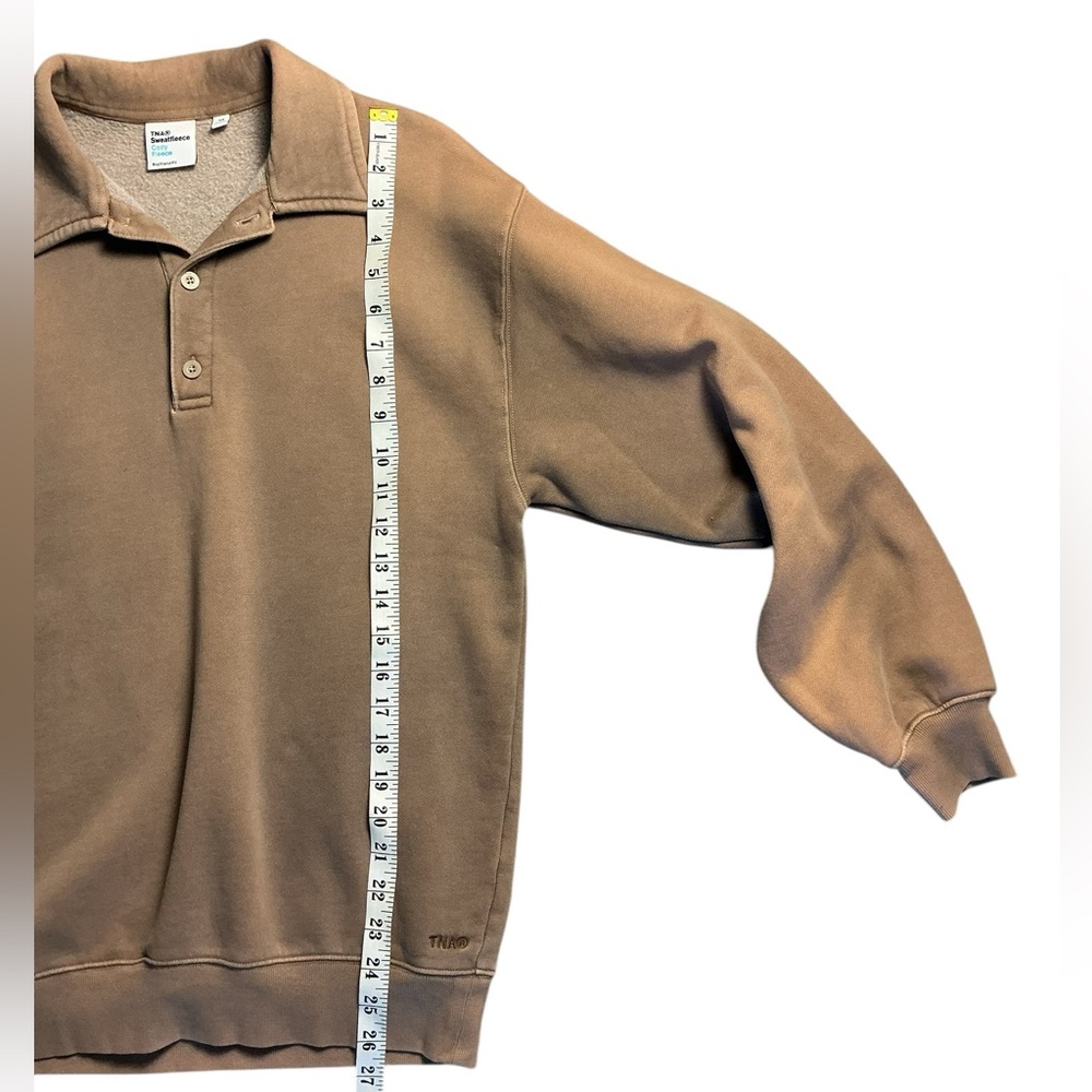 TNA Aritzia Cozy Fleece Boyfriend Pullover XS NWT Beige with colorful fading - Picture 5 of 6